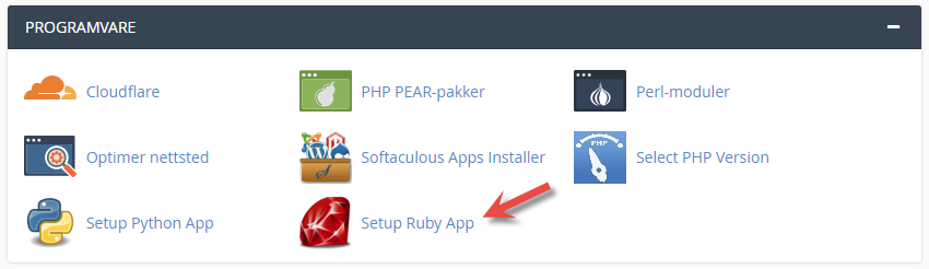 Opprette Ruby applikasjon i kontrollpanelet